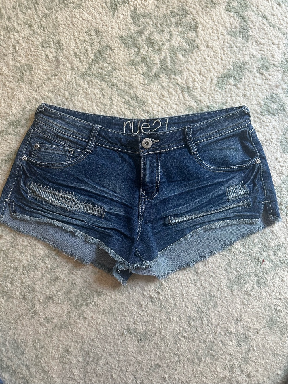 Y2K Shortie Distressed Stitched Shorts